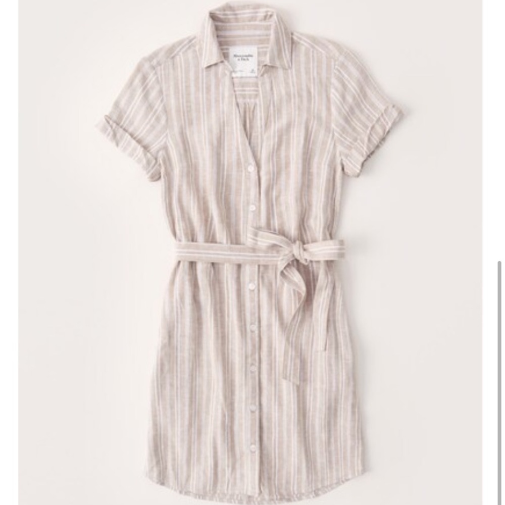 Abercrombie Linen Tan Shirt Dress